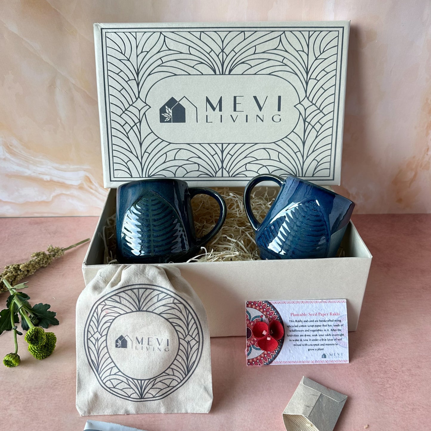 Terra Foliage Mug Blue Gift Set