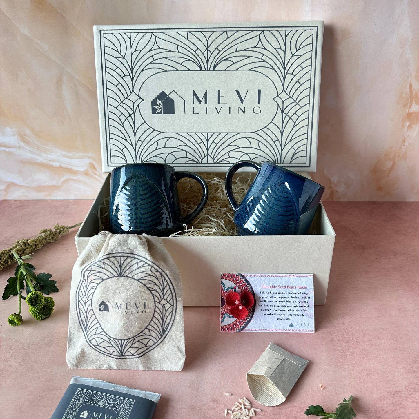 Terra Foliage Mug Blue Gift Set
