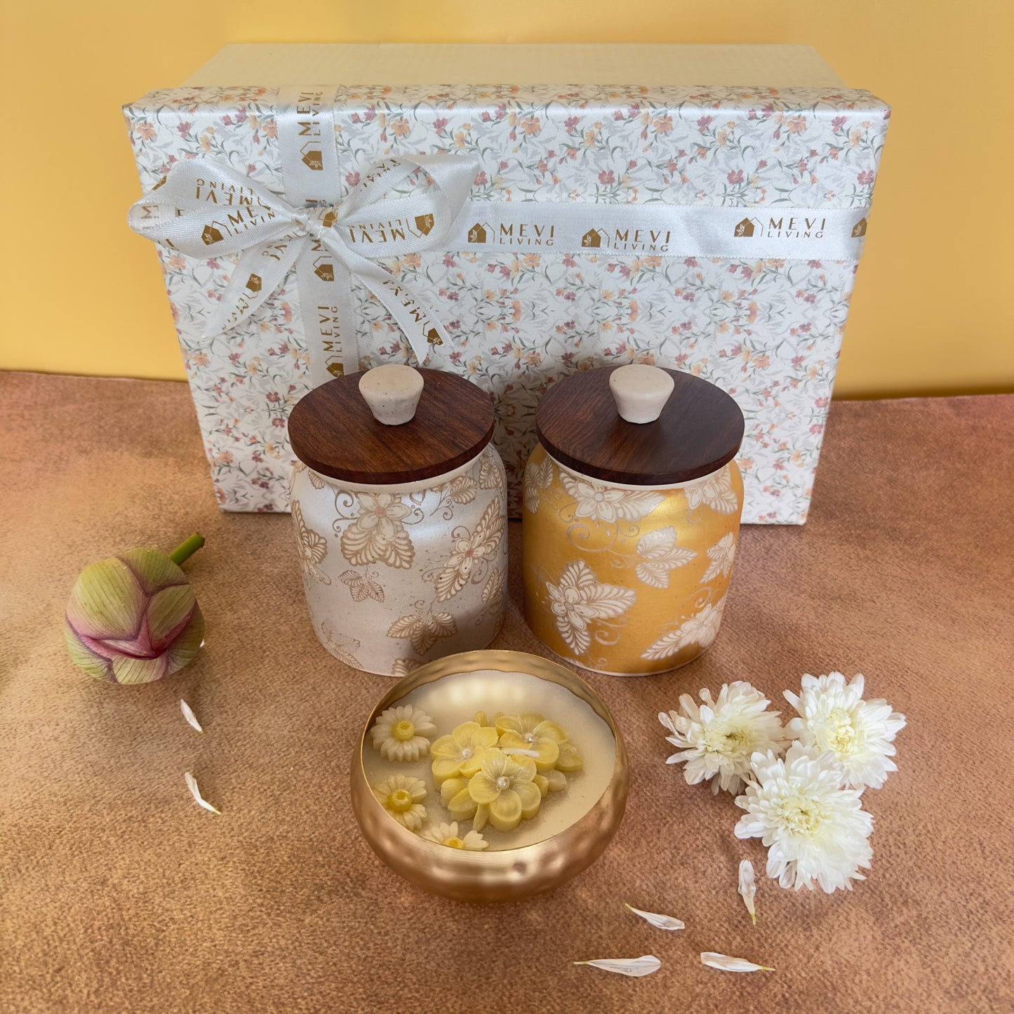 Auric Bloom Jars + Petal Glow Urli Candle Gift Set