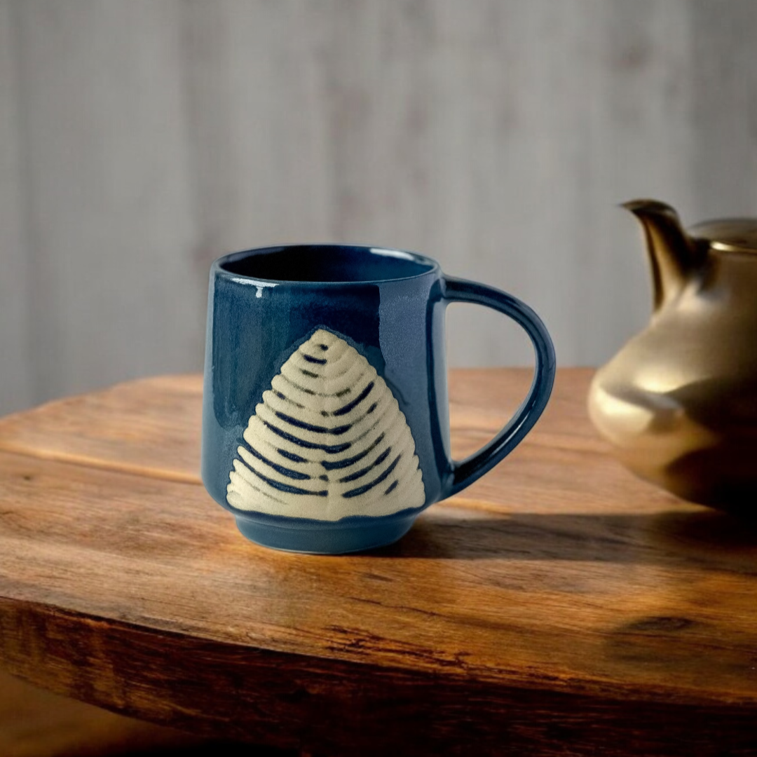 Terra Foliage Embossed Mug - Blue