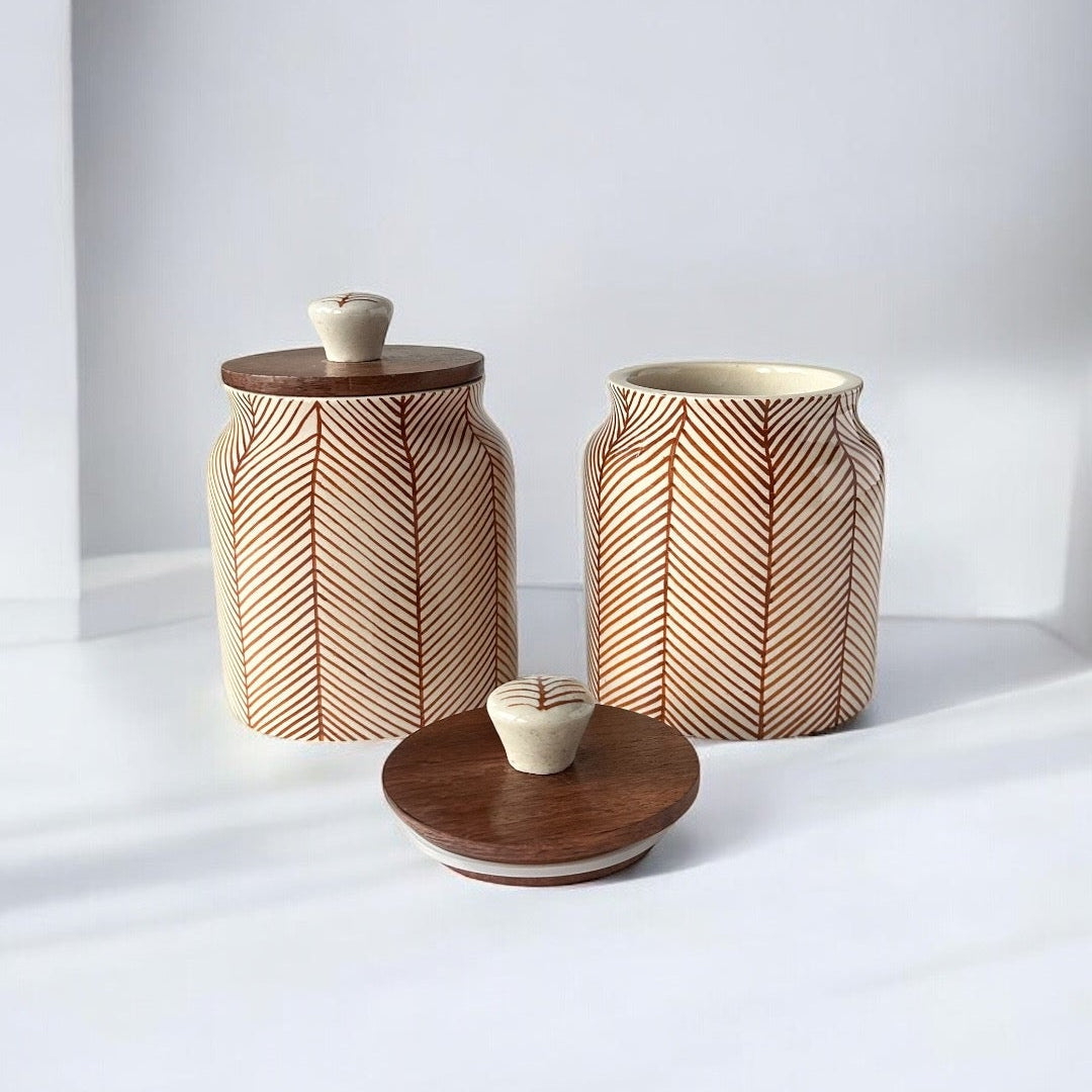Imperial Leaf Jars Set - Rust