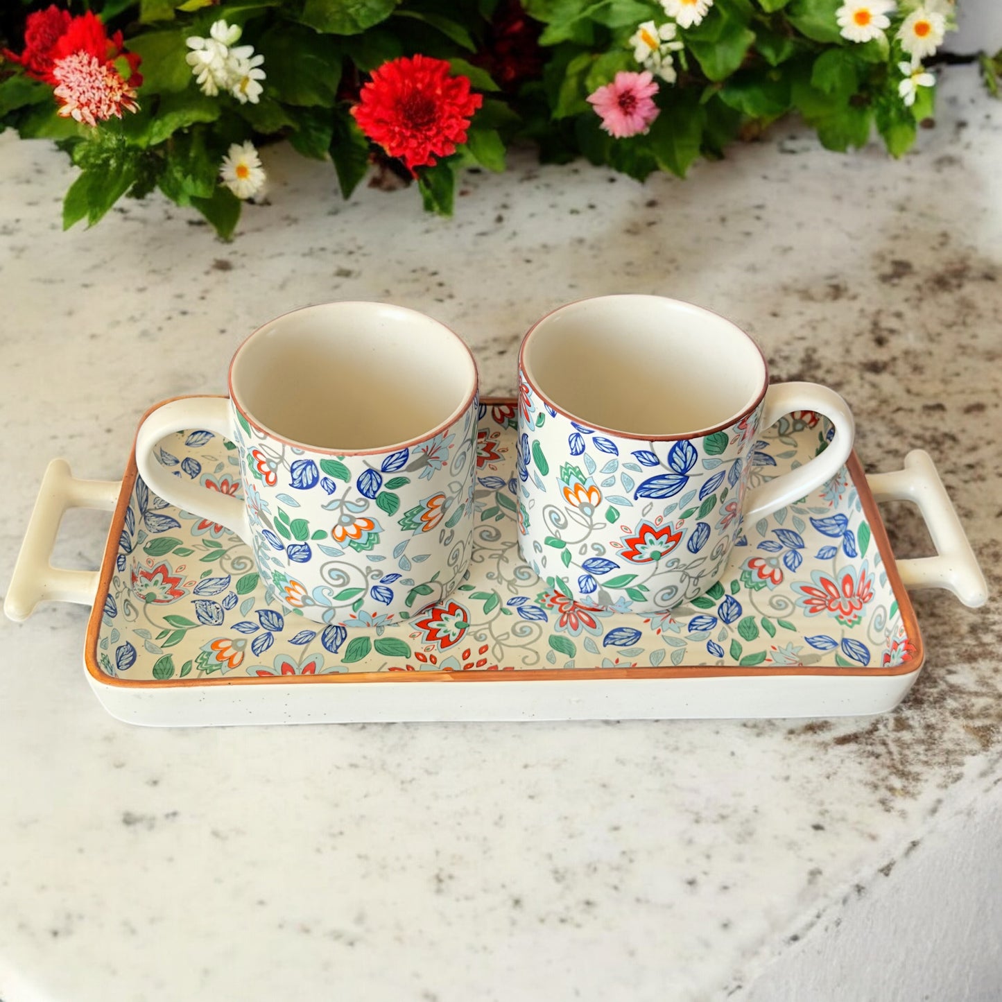 Heritage Floral Petal Mist Mugs & Trayette