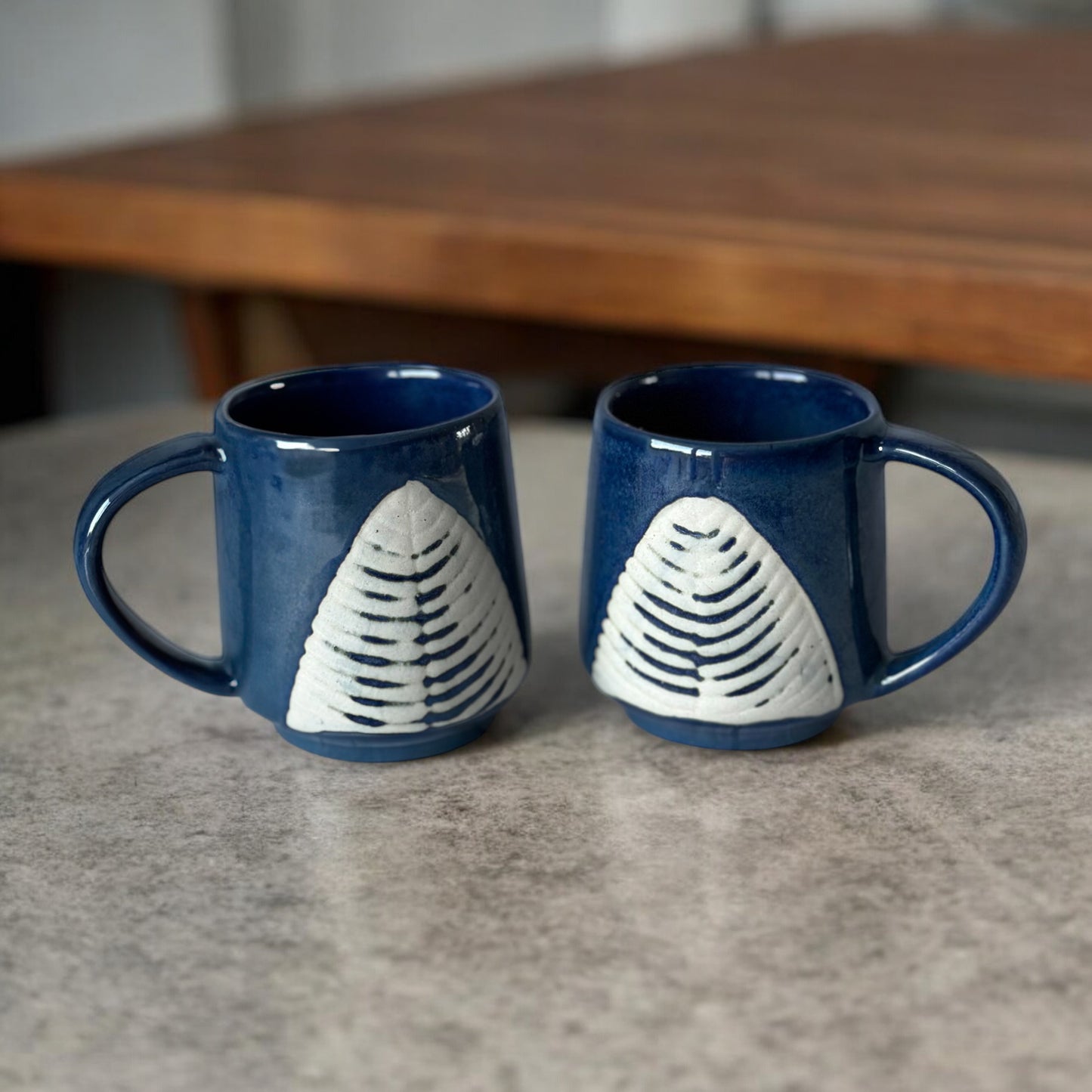 Terra Foliage Embossed Mug - Blue