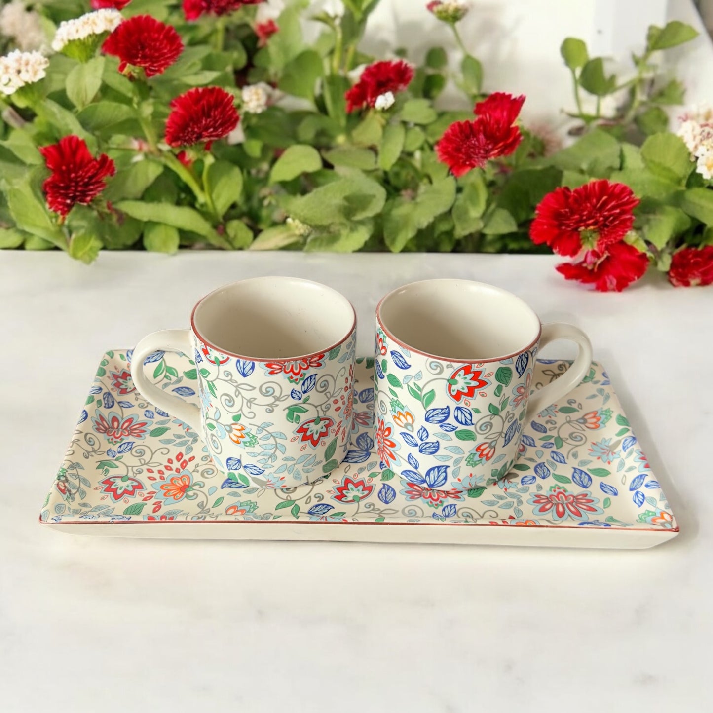 Heritage Floral Petal Mist Mugs & Platter