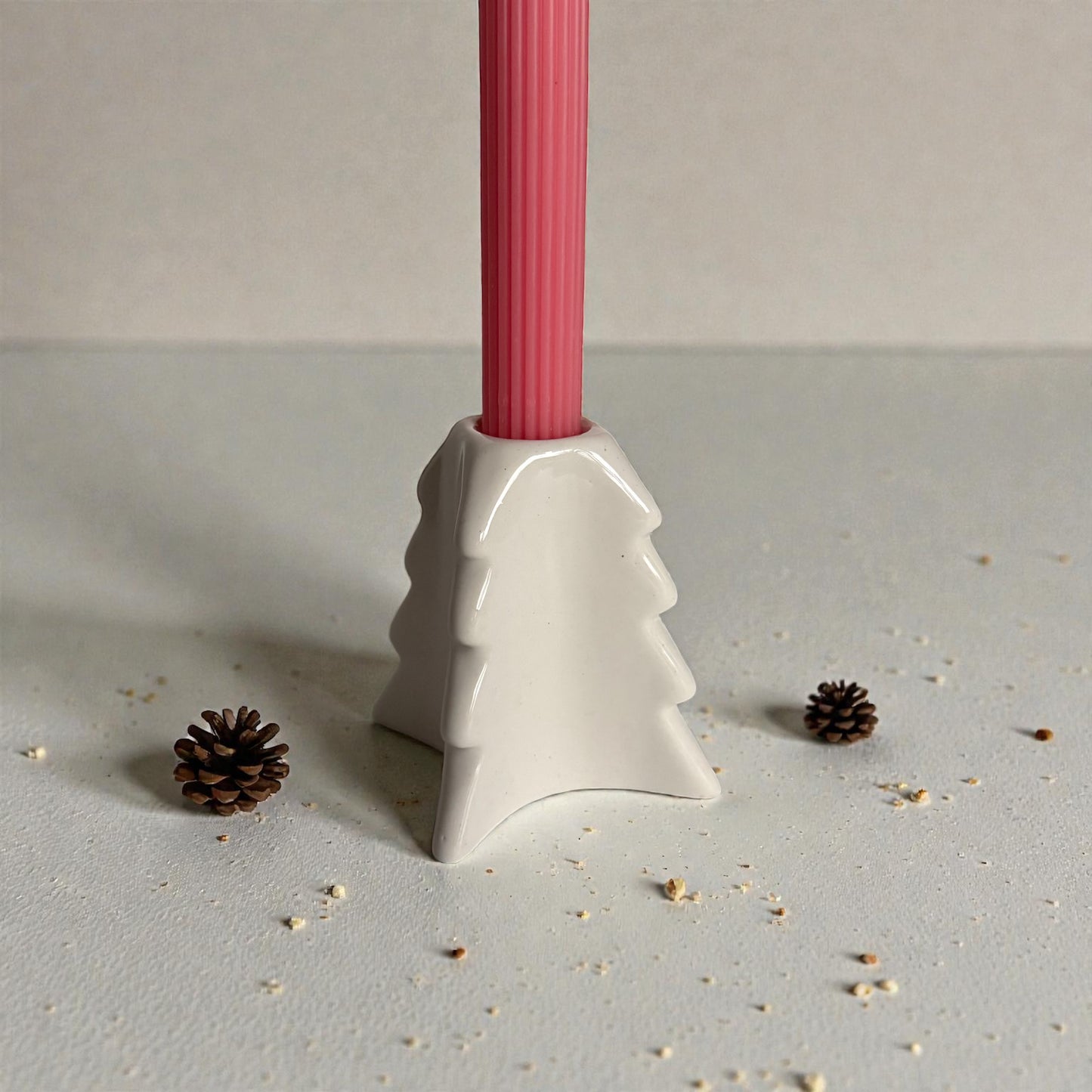 Holly Pine Candle Holder Set - Ivory