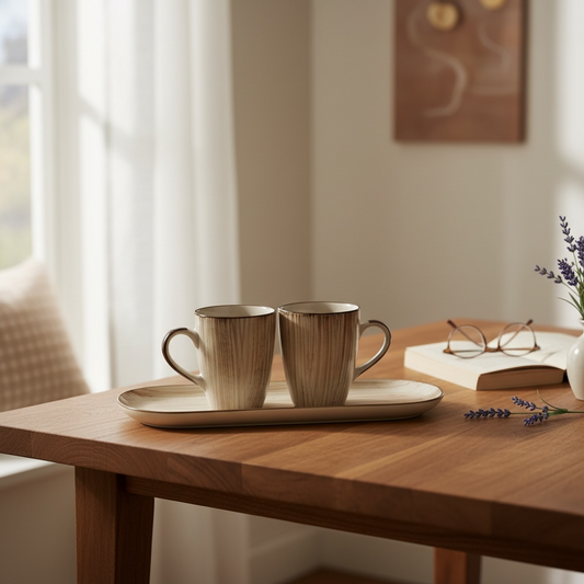 Sirocco Glazed Mugs & Platter Set
