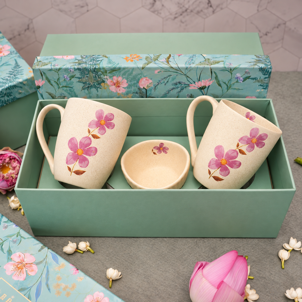 A Garden Affair Mugs & Mini Bowl Gift Set – Blush