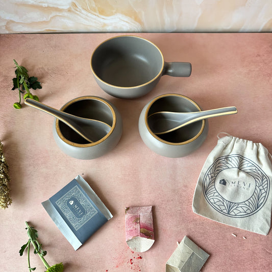 Grisaille Noodle & Soup Bowl Gift Set