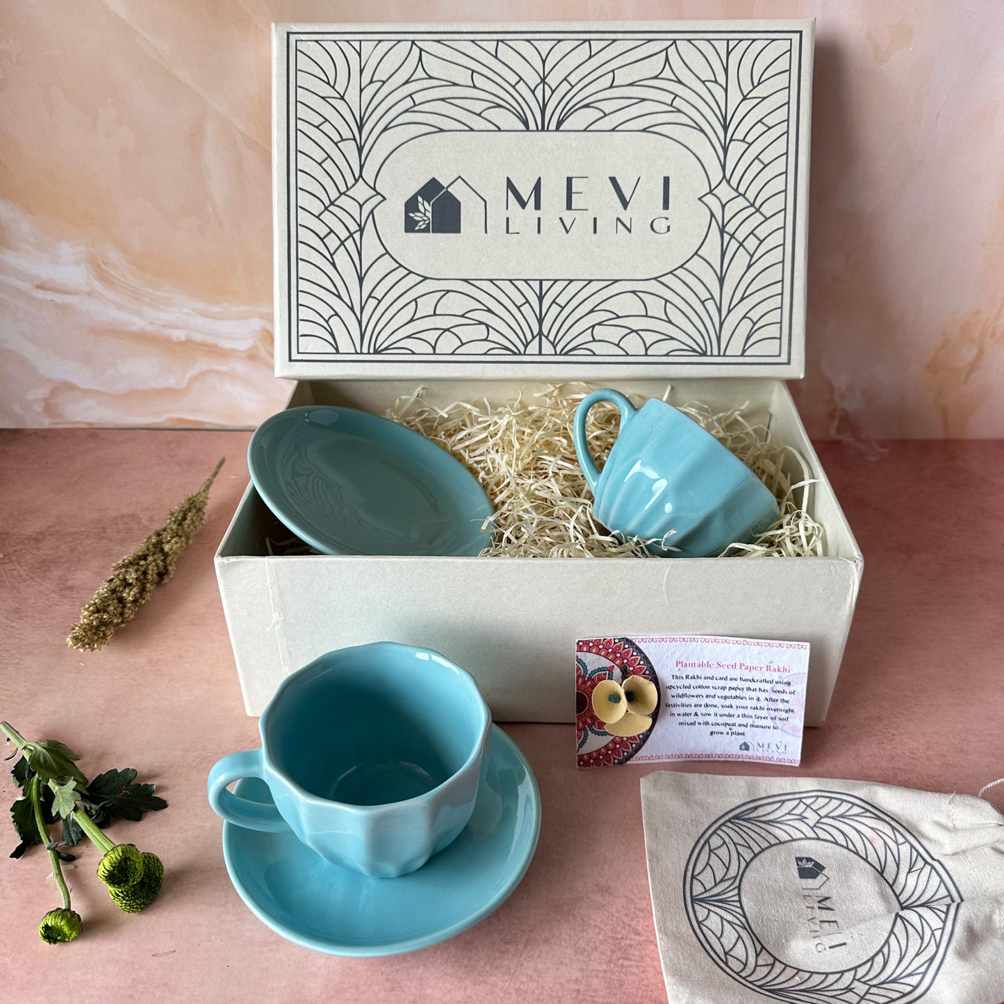 Honeycomb Haven Tea Cups & Saucers Gift Set