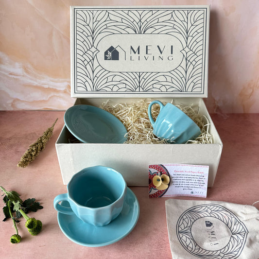 Honeycomb Haven Tea Cups & Saucers Gift Set