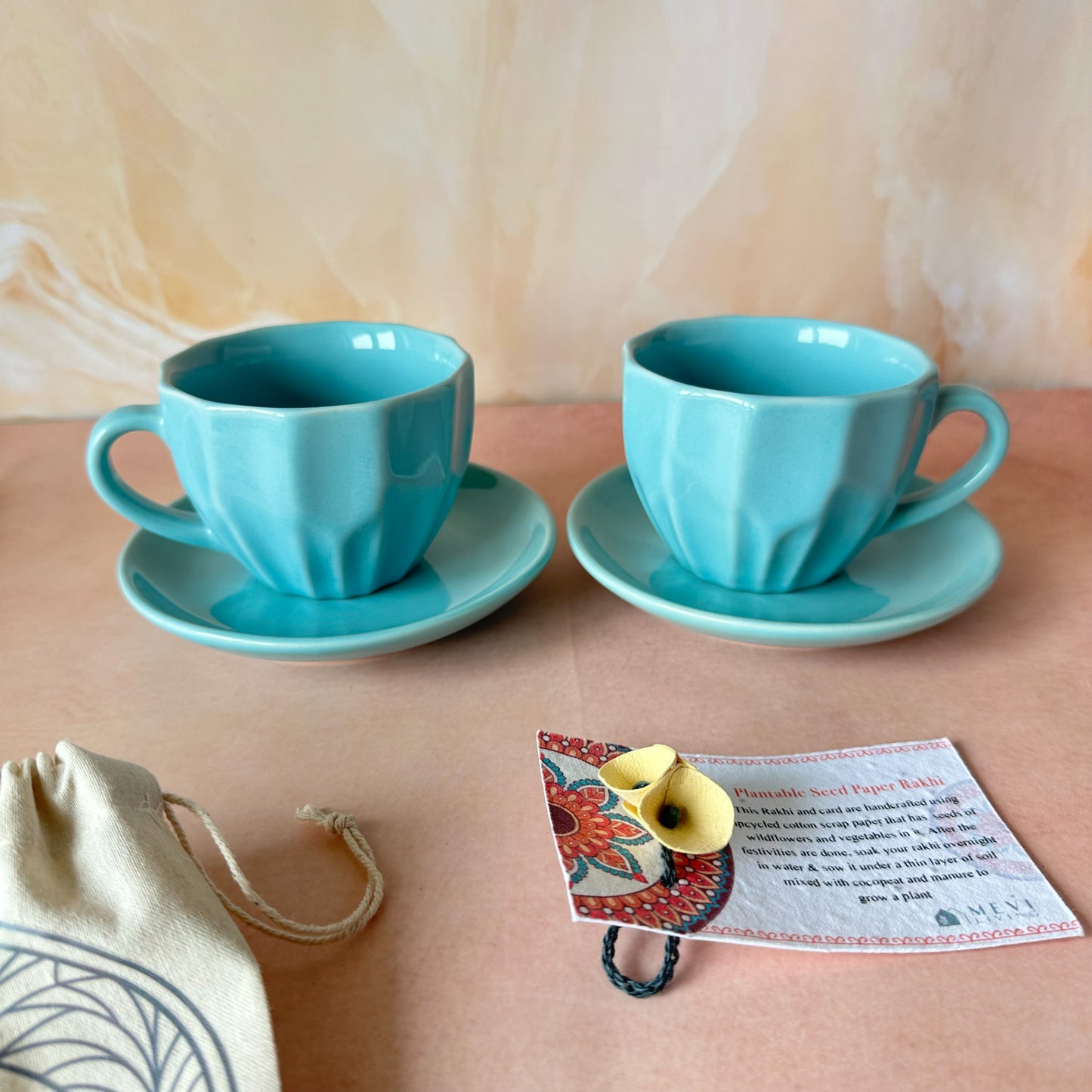 Honeycomb Haven Tea Cups & Saucers Gift Set