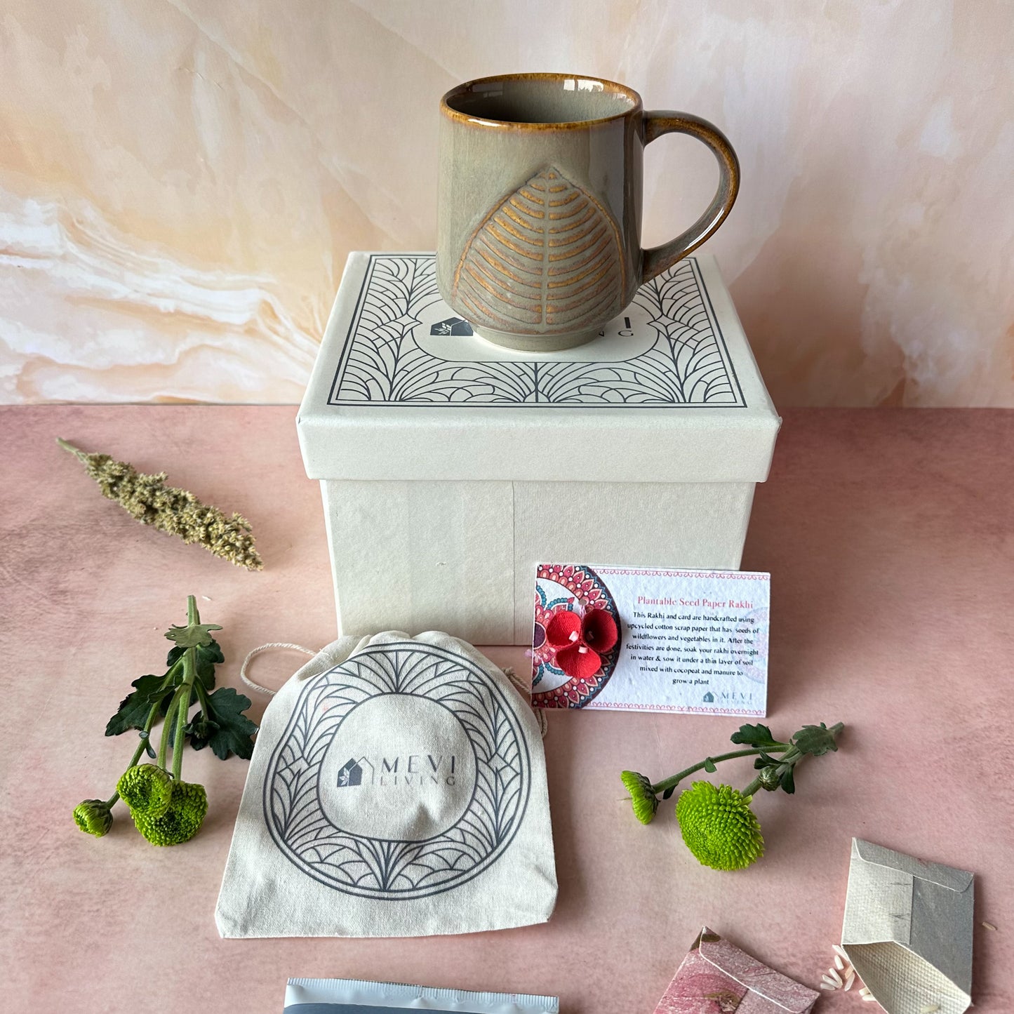 Terra Foliage Mug Beige Gift Set