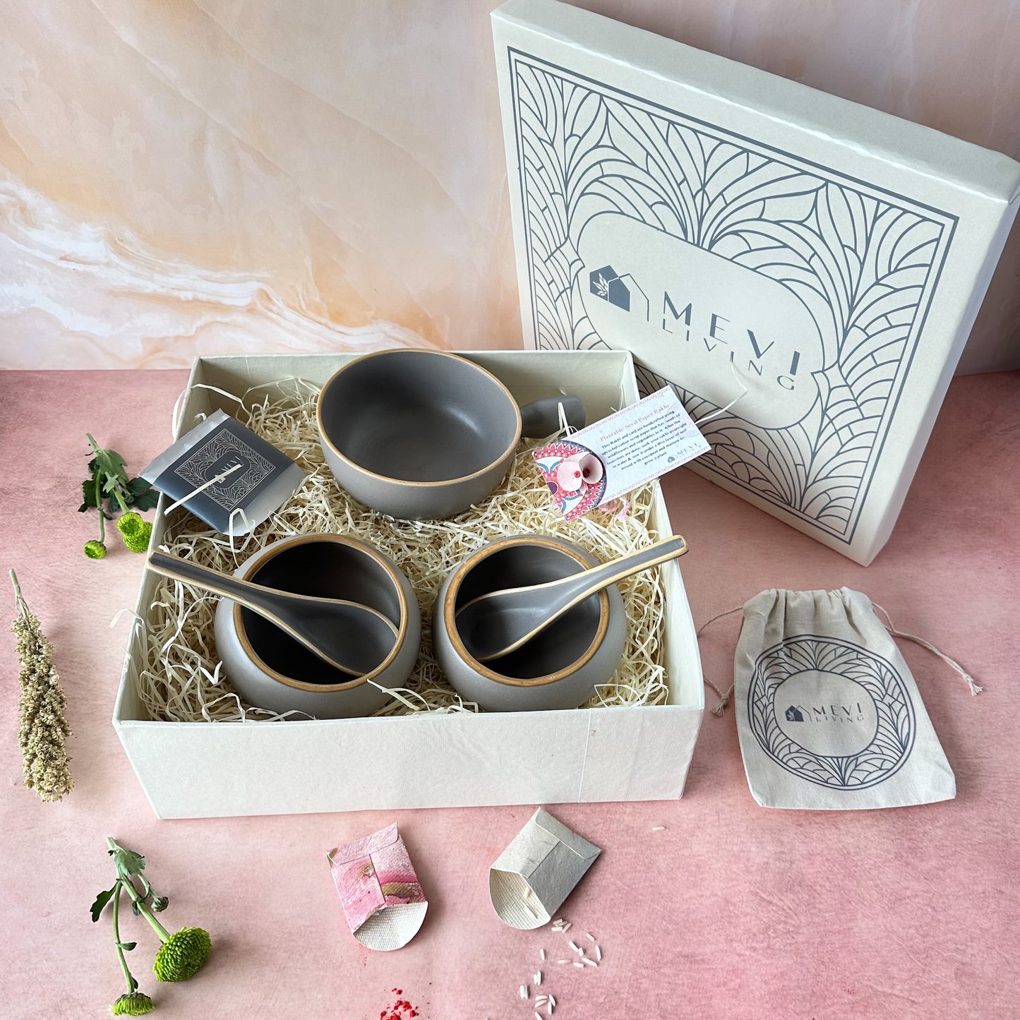 Grisaille Noodle & Soup Bowl Gift Set