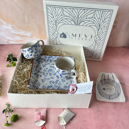 Azure Garden Mug & Square Platter
