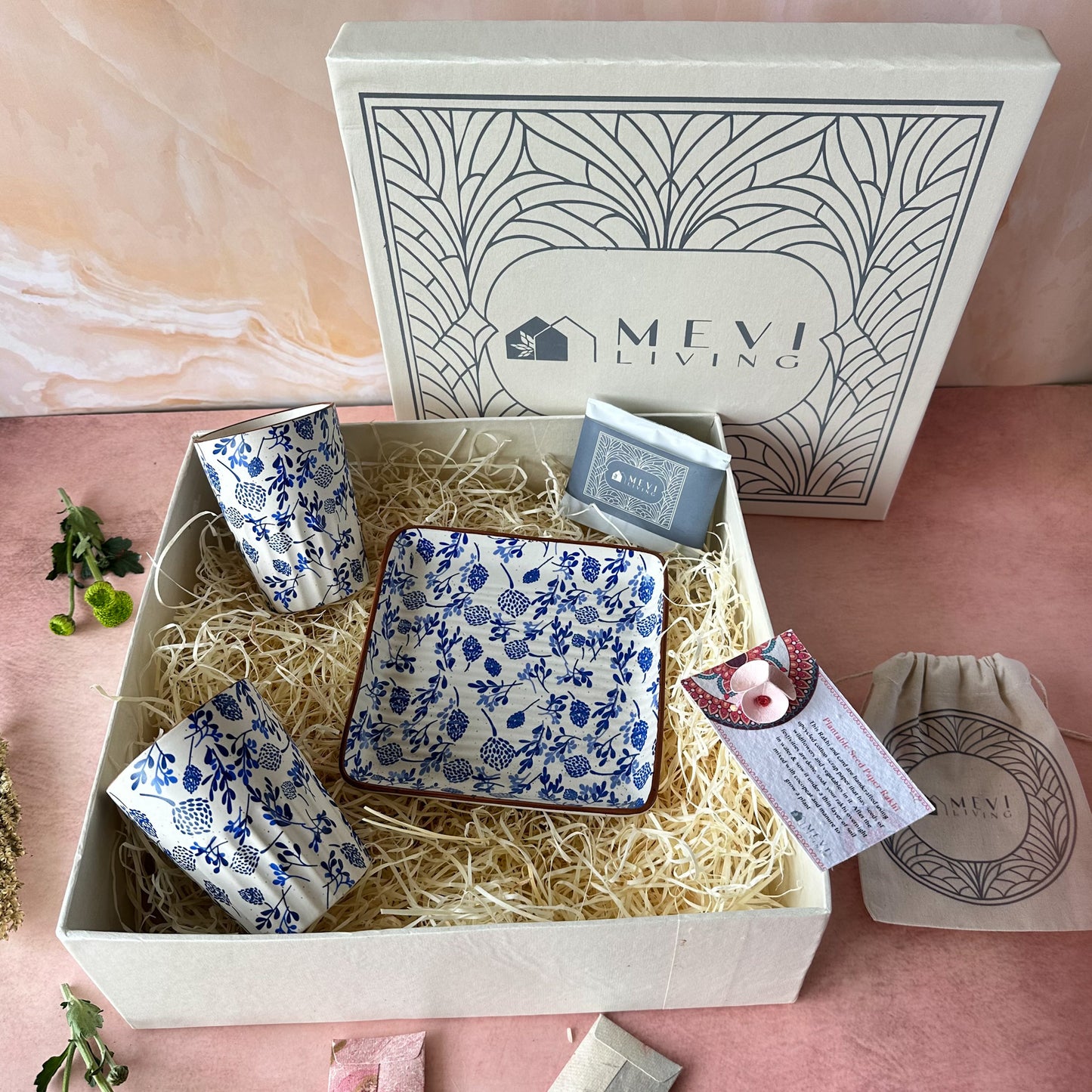 Azure Garden Kullad & snack set