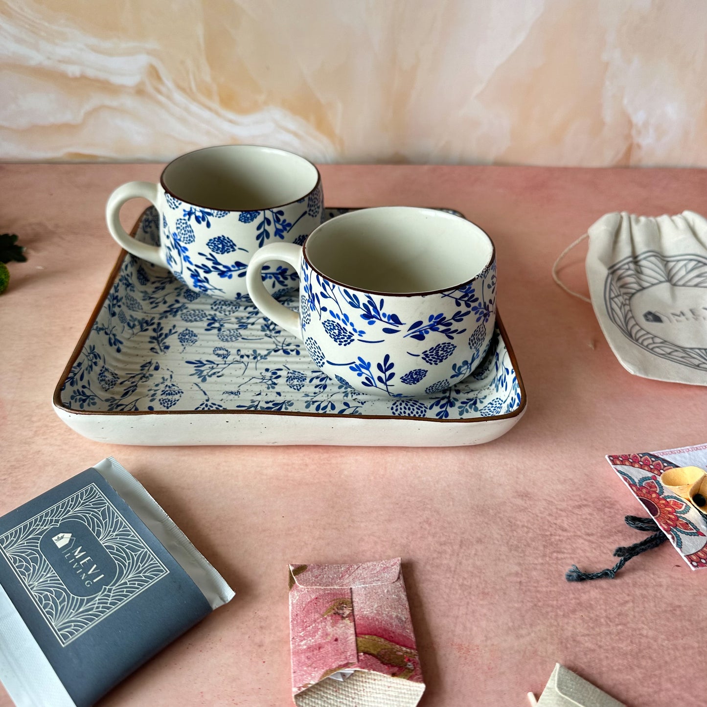 Azure Garden Mug & Square Platter