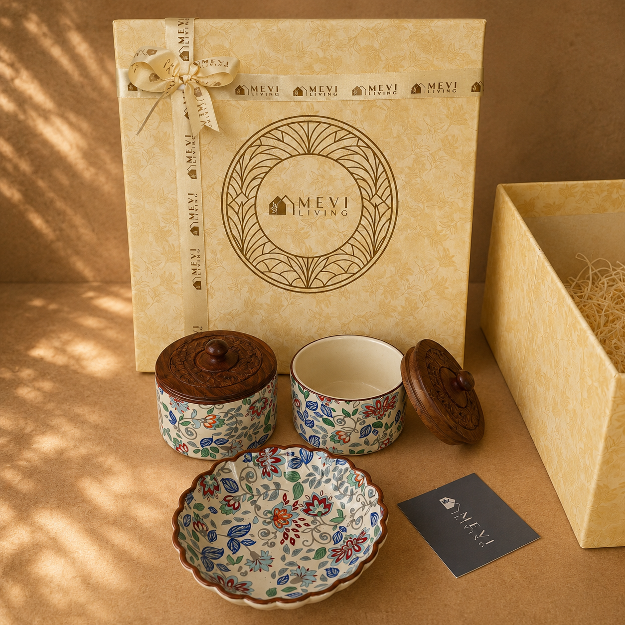 Heritage Floral Swell Bowl & Jars Gift Set