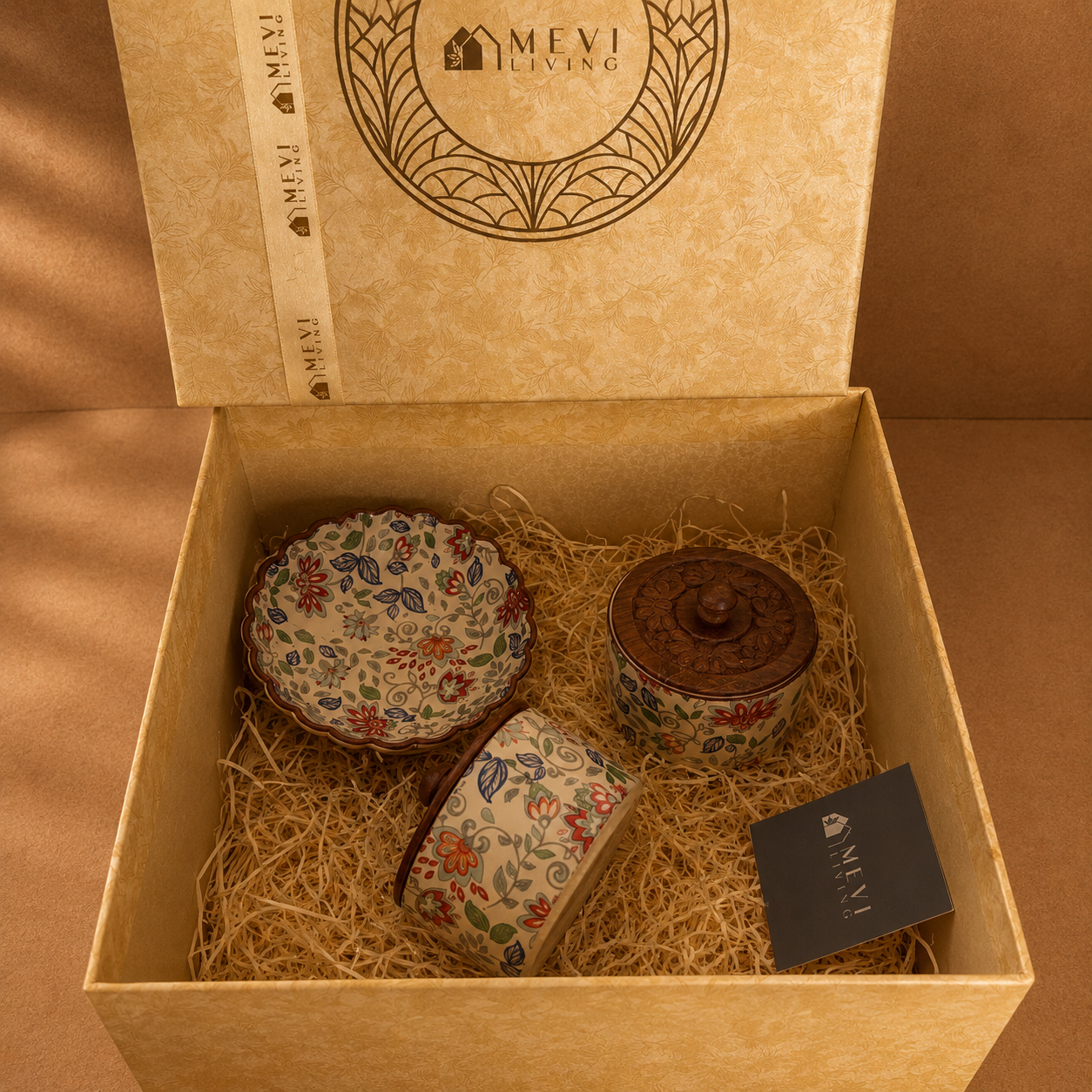 Heritage Floral Swell Bowl & Jars Gift Set