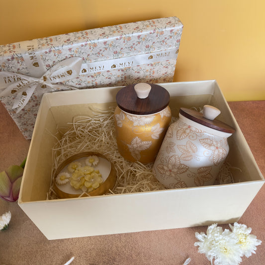 Auric Bloom Jars + Petal Glow Urli Candle Gift Set