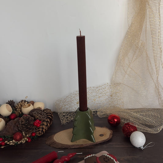 Holly Pine Candle Holder Set - Green