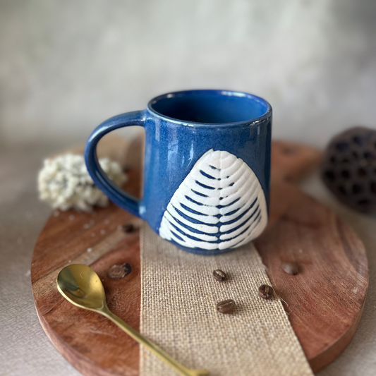 Terra Foliage Embossed Mug - Blue