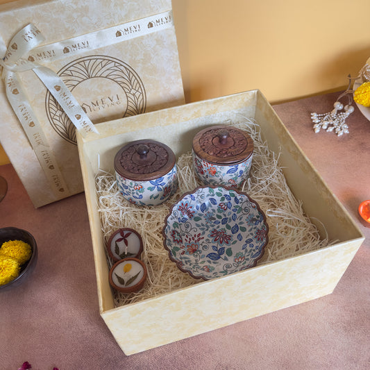 Heritage Floral Swell Bowl & Jars Gift Set
