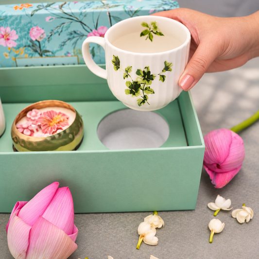 A Garden Affair Cups & Candle Urli Set – Ivy