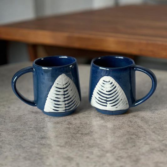 Terra Foliage Embossed Mug - Blue