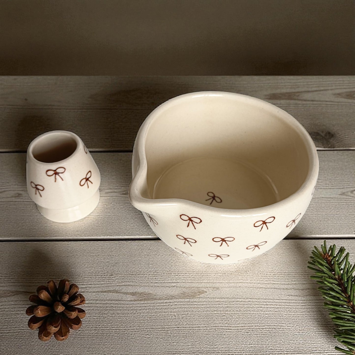 Ribbon Matcha  Bowl & Whisk Holder Set