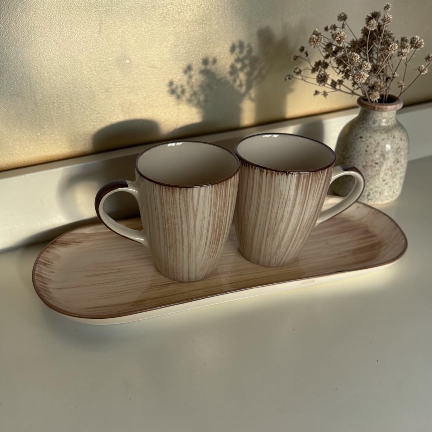 Sirocco Glazed Mugs & Platter Set